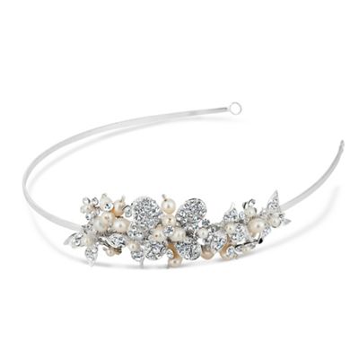 Designer pearl and crystal butterfly headband